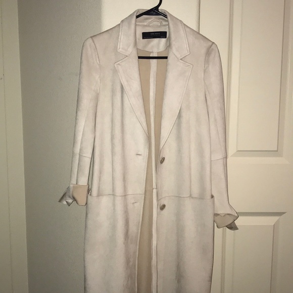 Zara Basic Cream Suede Blazer Style Coat - Picture 2 of 5